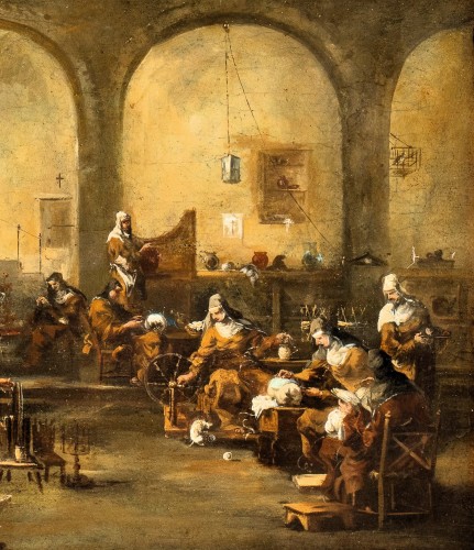 Tableaux et dessins Tableaux XVIIIe siècle - Religieuses au couvent - Atelier d'Alessandro Magnasco, (1667-1749)